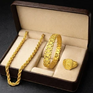 LEGACYMEN Metal Gold-plated Gold Jewel Set (Pack of 3)